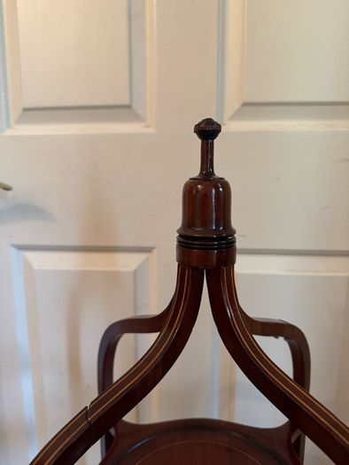 Pair of Large Antique Sheraton Style Inlaid Mahogany 3-Tier Stands