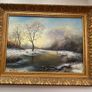 Vintage Framed Oil Painting Winter Landscape (Ornate Gilt Frame) Image 9