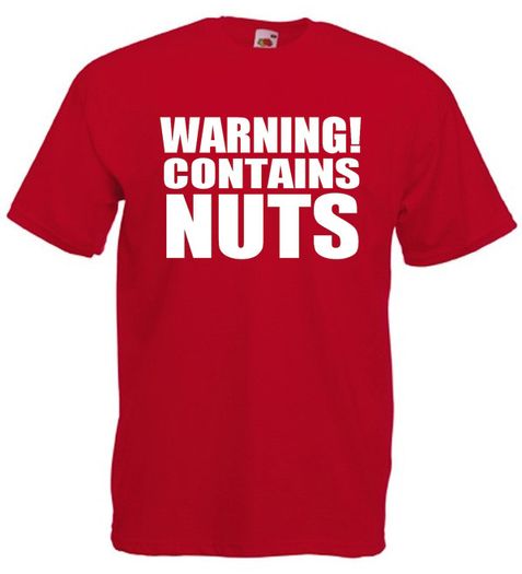 Warning Contains Nuts  Funny Gift Ideas For Men tee top shirt