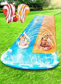 685 cm Slip Slide and 2 Bodyboards, Lawn Water Slides Slip N Waterslides Summer Water Toy with Build in Sprinkler for Backyard Outdoor Water Fun for Kids Adults (FREE SHIPPING)