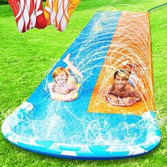 685 cm Slip Slide and 2 Bodyboards, Lawn Water Slides Slip N Waterslides Summer Water Toy with Build in Sprinkler for Backyard Outdoor Water Fun for Kids Adults (FREE SHIPPING)