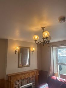 Brass ceiling light and wall lights