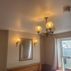 Brass ceiling light and wall lights