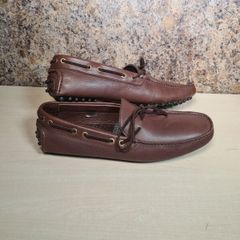 mens MASSIMO DUTTI brown moccasin leather loafer drining shoes Size UK 10 EU 44