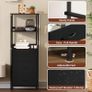 5-Tier Bookcase, Freestanding Bookcase for Living Room Bedroom Home Office, Tall Bookshelf with 3 Fabric Storage Drawers, Shelving Unit Open Storage Display Shelf, Black Image 6