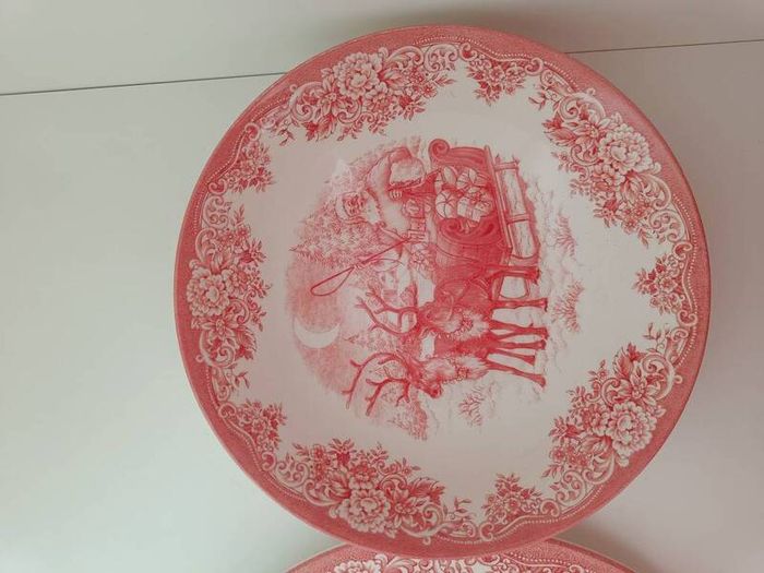 Royal Stafford Red Christmas Santa & Reindeer Plate and Bowl