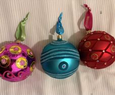 3 large Waterford Crystal christmas baubles (10cm diameter each)