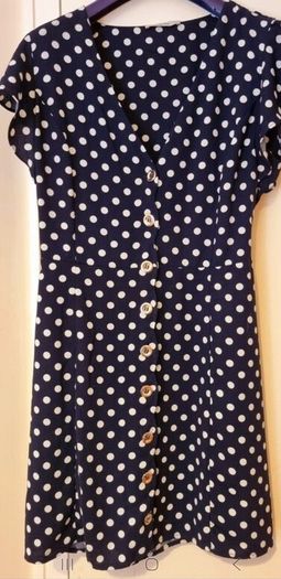 Oasis Spot Button Skater Dress S 16