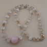 Vintage Himalayan Quartz with Rosary Big Quartz Pendant Beaded Necklace Image 2