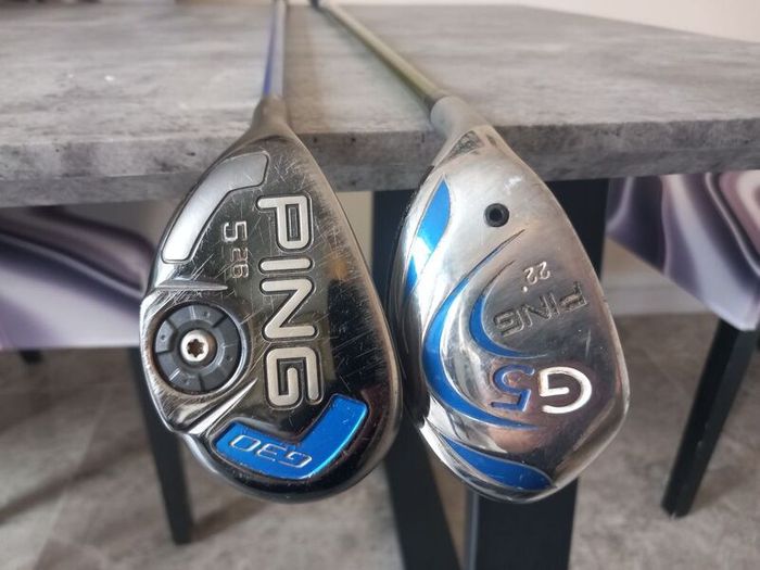 Two ping golf woods. Left handed clubs.