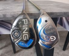 Two ping golf woods. Left handed clubs.