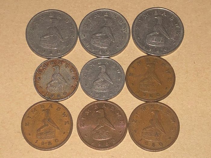 Zimbabwean coins x 9