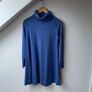 COS Blue Pure Wool A Line Roll Neck Knit Midi Jumper Dress - Size S 10 Image 2