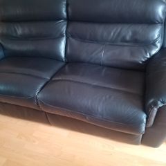 Black leather 3 Seater recliner sofa