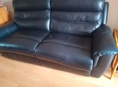Black leather 3 Seater recliner sofa