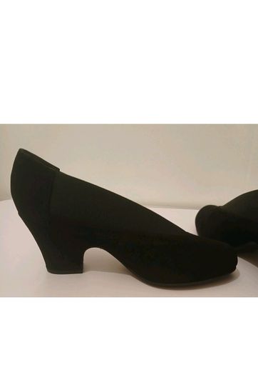 Cefalu Brumabe Black Suede Leather Court Shoes EU35 UK2 Block Heel BNIB  CAN POST