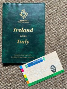 Very Rare 1999 Ireland v Italy - Five Nations Championship VIP Programme & Match Ticket