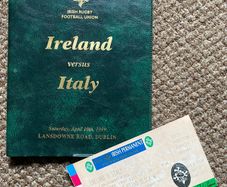 Very Rare 1999 Ireland v Italy - Five Nations Championship VIP Programme & Match Ticket