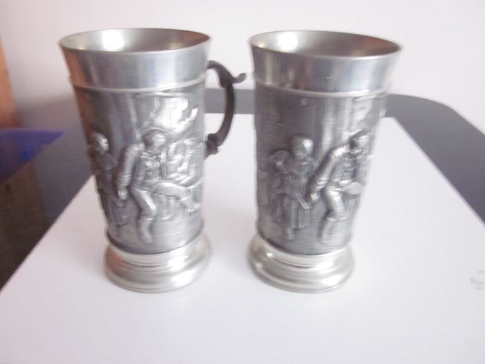 Vintage Pair of Reid Zinn Germany Pewter Stein