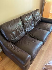 Leather 3-seater sofa