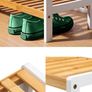 Bamboo Shoe Rack, Easy Build With 3 Shelves, Large Storage Capacity Wooden Shoe/Trainer Stand and Organiser, up to 12 Pairs, Perfect for Hallway, Bedroom, Small Spaces Brown/White (FREE POSTAGE) Image 3