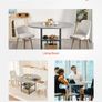 Round Dining Table, 47 inch Wood Table for 4-6 Person, Modern Circle Dinner Furniture, Leisure Tables with Storage Shelf and Metal Legs, for Home Kitchen Living Room, Grey (Only Table) Image 7