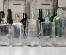 309 - Set of 5 Vintage Decorative Similar Size Collectible Clear Glass Bottles