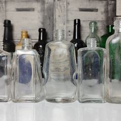 309 - Set of 5 Vintage Decorative Similar Size Collectible Clear Glass Bottles