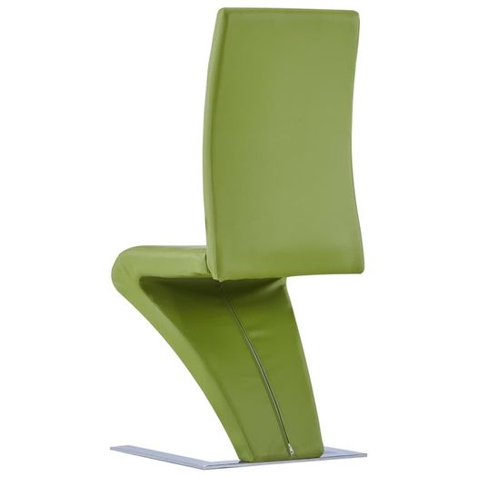 Dining Chairs with Zigzag Shape 6 pcs Green Faux Leather