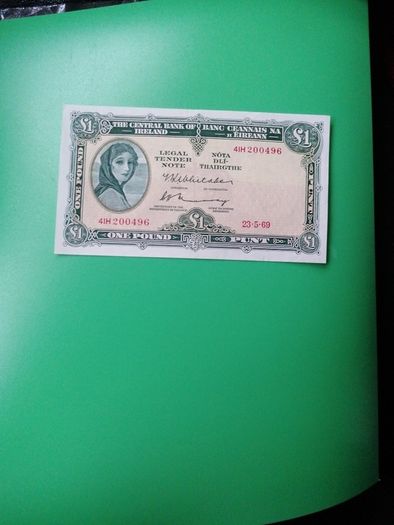 A/unc 1969 Ireland One Pound Banknote