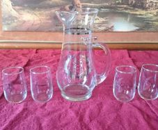 7 Piece 25th Silver Anniversary Silver Gilt Pitcher And Drinking Glasses Set