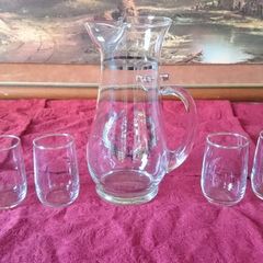 7 Piece 25th Silver Anniversary Silver Gilt Pitcher And Drinking Glasses Set