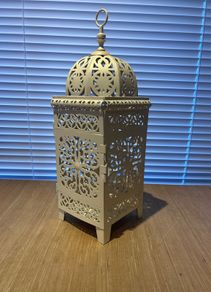 Decorative Cream Metal Moroccan-Style Lantern