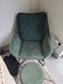 Green Velvet chair & Stool