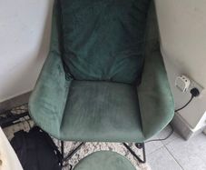 Green Velvet chair & Stool