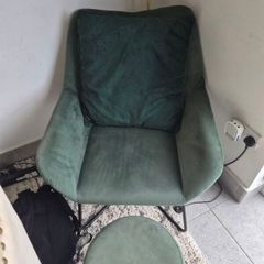 Green Velvet chair & Stool