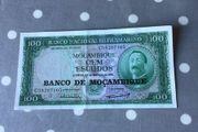 Rare 1961 Mozambique Banknote 100 Escudos