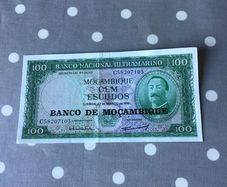 Rare 1961 Mozambique Banknote 100 Escudos