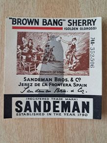 Vintage  Sandeman Brown Bang Sherry label