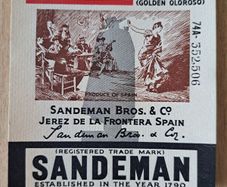 Vintage  Sandeman Brown Bang Sherry label