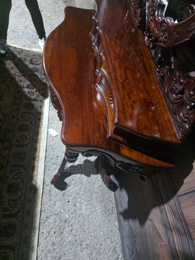Rococo revival mahogany console table with  mirror
