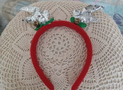 Christmas Reindeer Antler Headband - Sequin Detail