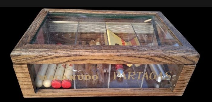 Vintage Cigar Display Glass Cabinet With Contents