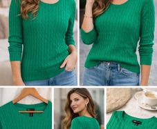 Beautiful Green Sweater Jones New York - 100% Cotton Size: M