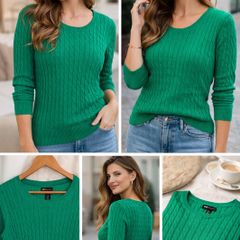 Beautiful Green Sweater Jones New York - 100% Cotton Size: M