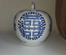 Vintage Chinese Large Blue and White Ginger Jar