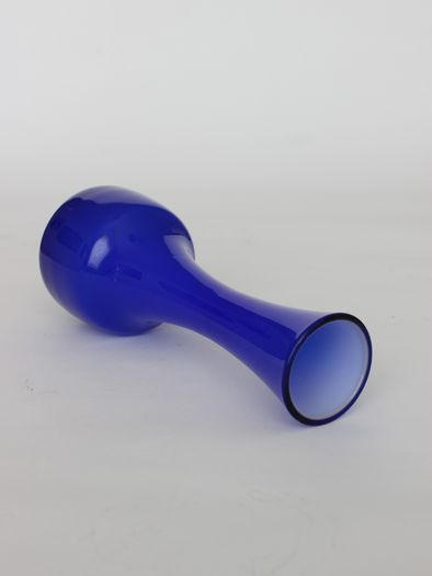 Vintage Japanese Blue Opal Opaque Cased Glass Vase