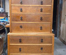 Mid century OAK 'High Boy' chest of drawers