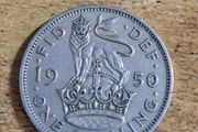 Great Britain UK 1950 One Shilling George VI English Crest Coin - free standard postage