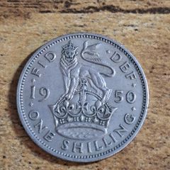 Great Britain UK 1950 One Shilling George VI English Crest Coin - free standard postage